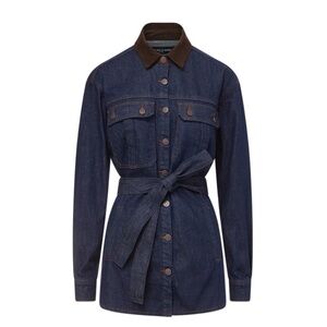 NWT $468 Veronica Beard Mikaela Shacket Barn Jean chore Jacket Corduroy Collar M